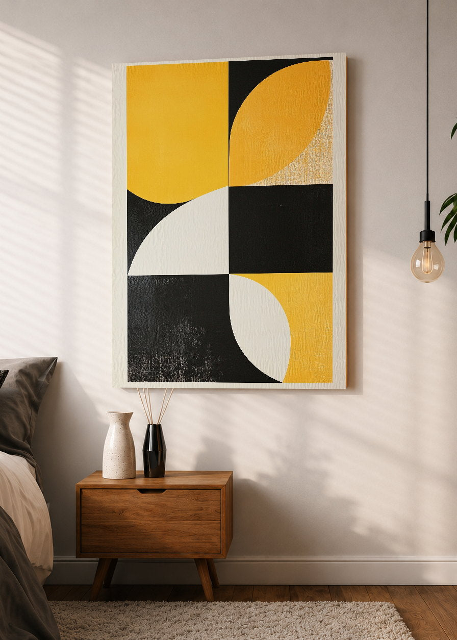 Cuadro Decorativo Mural Sin Marco 5mm - Trendy, Geométrico Amarillo Negro I