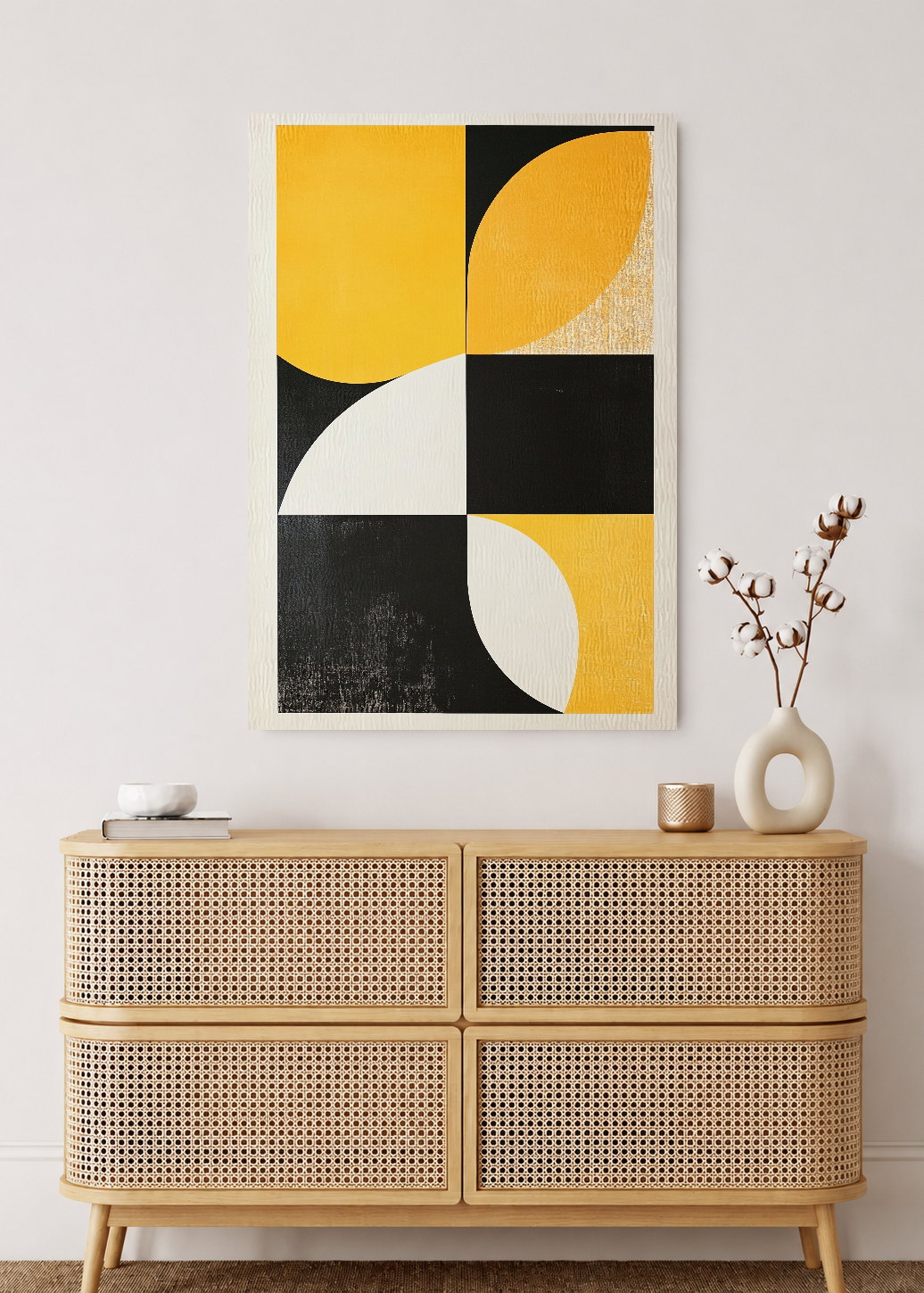 Cuadro Decorativo Mural Sin Marco 5mm - Trendy, Geométrico Amarillo Negro I