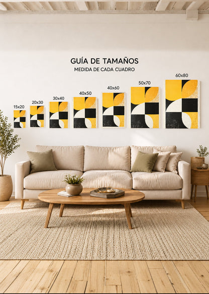 Cuadro Decorativo Mural Sin Marco 5mm - Trendy, Geométrico Amarillo Negro I