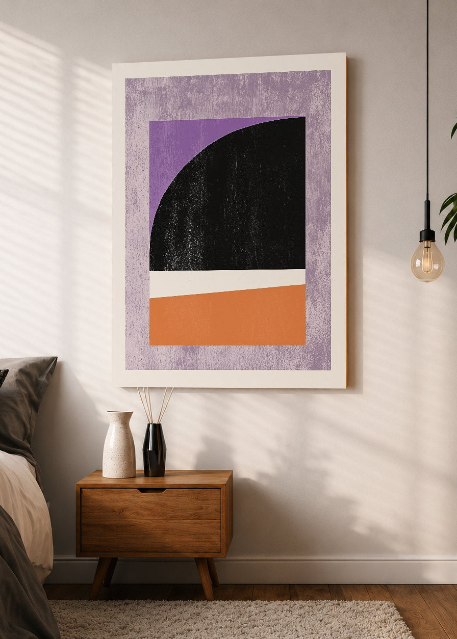 Cuadro Decorativo Mural Sin Marco 5mm - Trendy, Geométrico Lila Negro Naranja