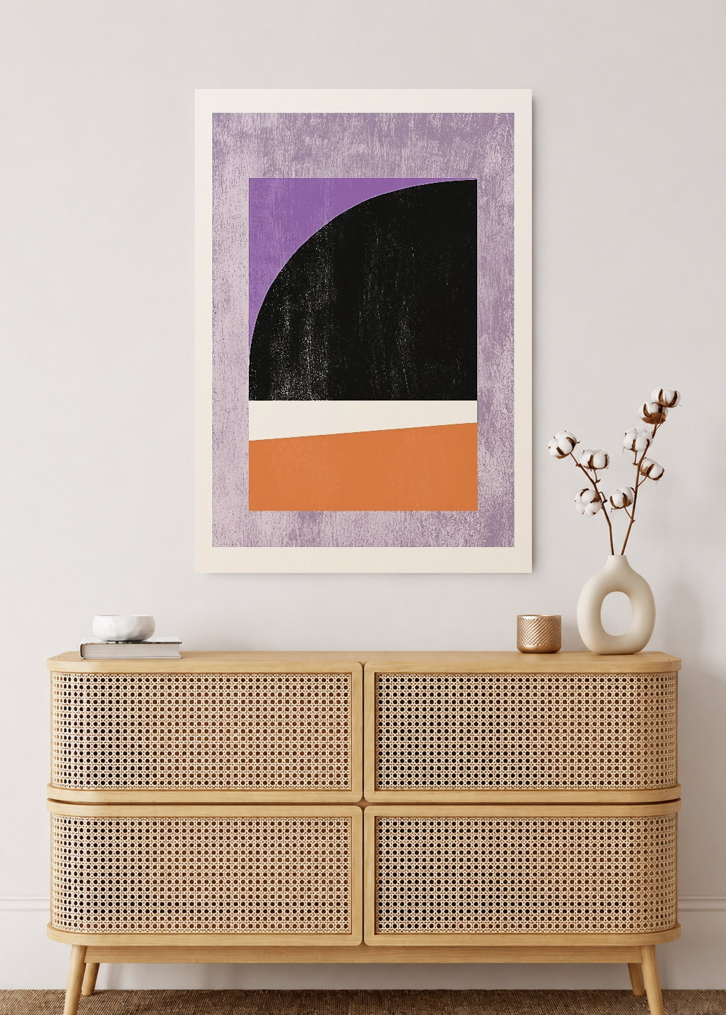Cuadro Decorativo Mural Sin Marco 5mm - Trendy, Geométrico Lila Negro Naranja