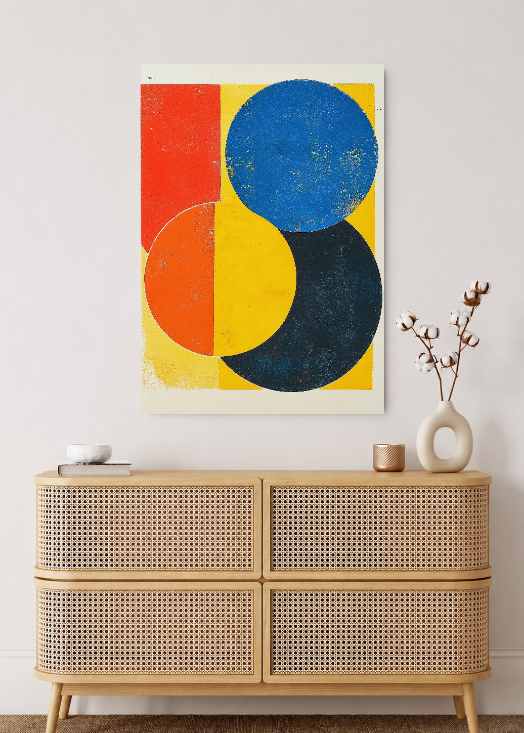 Cuadro Decorativo Mural Sin Marco 5mm - Trendy, Geométrico Rojo Azul Amarillo