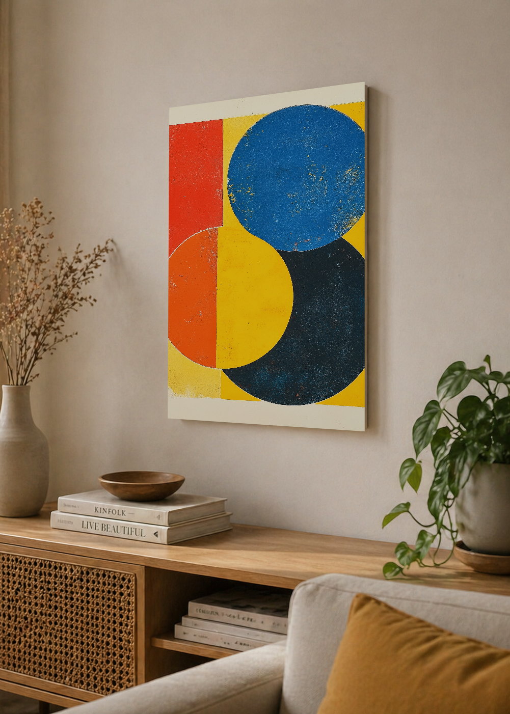 Cuadro Decorativo Mural Sin Marco 5mm - Trendy, Geométrico Rojo Azul Amarillo