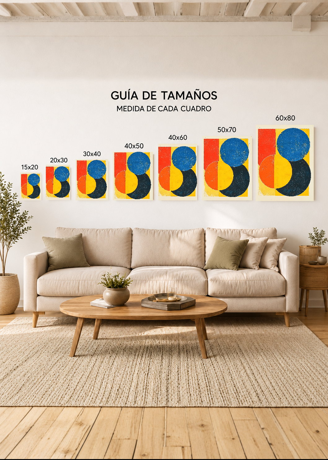 Cuadro Decorativo Mural Sin Marco 5mm - Trendy, Geométrico Rojo Azul Amarillo