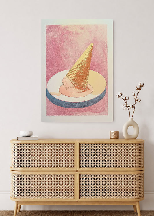 Cuadro Decorativo Mural Sin Marco 5mm - Trendy, Helado Cucurucho Rosa Pastel