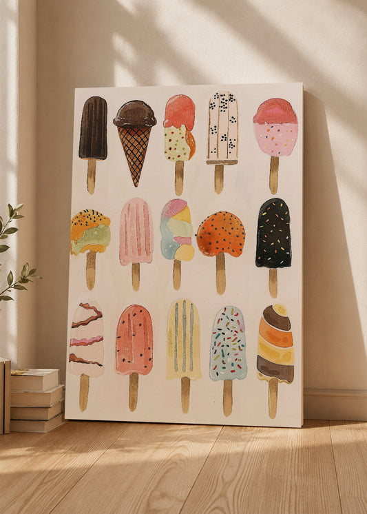 Cuadro Decorativo Mural Sin Marco 5mm - Trendy, Helados Paletas Colores