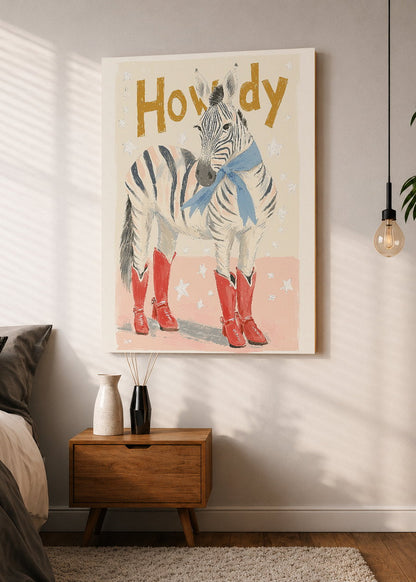 Cuadro Decorativo Mural Sin Marco 5mm - Trendy, Howdy Cebra Botas Crema
