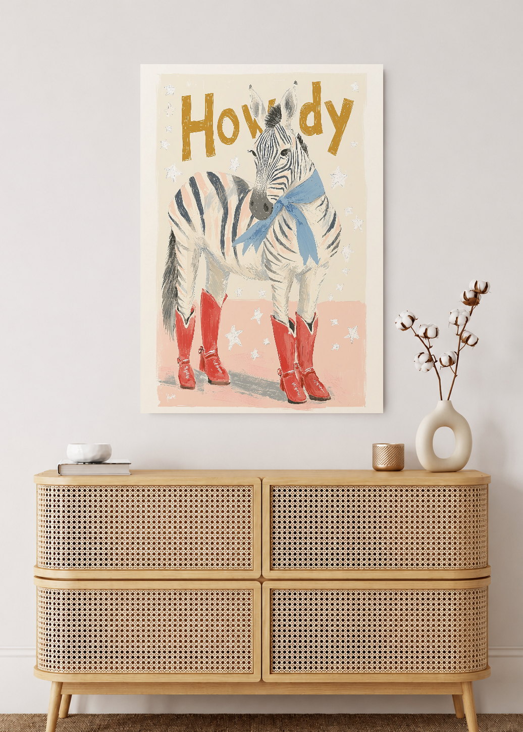 Cuadro Decorativo Mural Sin Marco 5mm - Trendy, Howdy Cebra Botas Crema