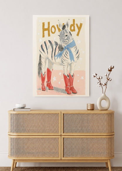 Cuadro Decorativo Mural Sin Marco 5mm - Trendy, Howdy Cebra Botas Crema