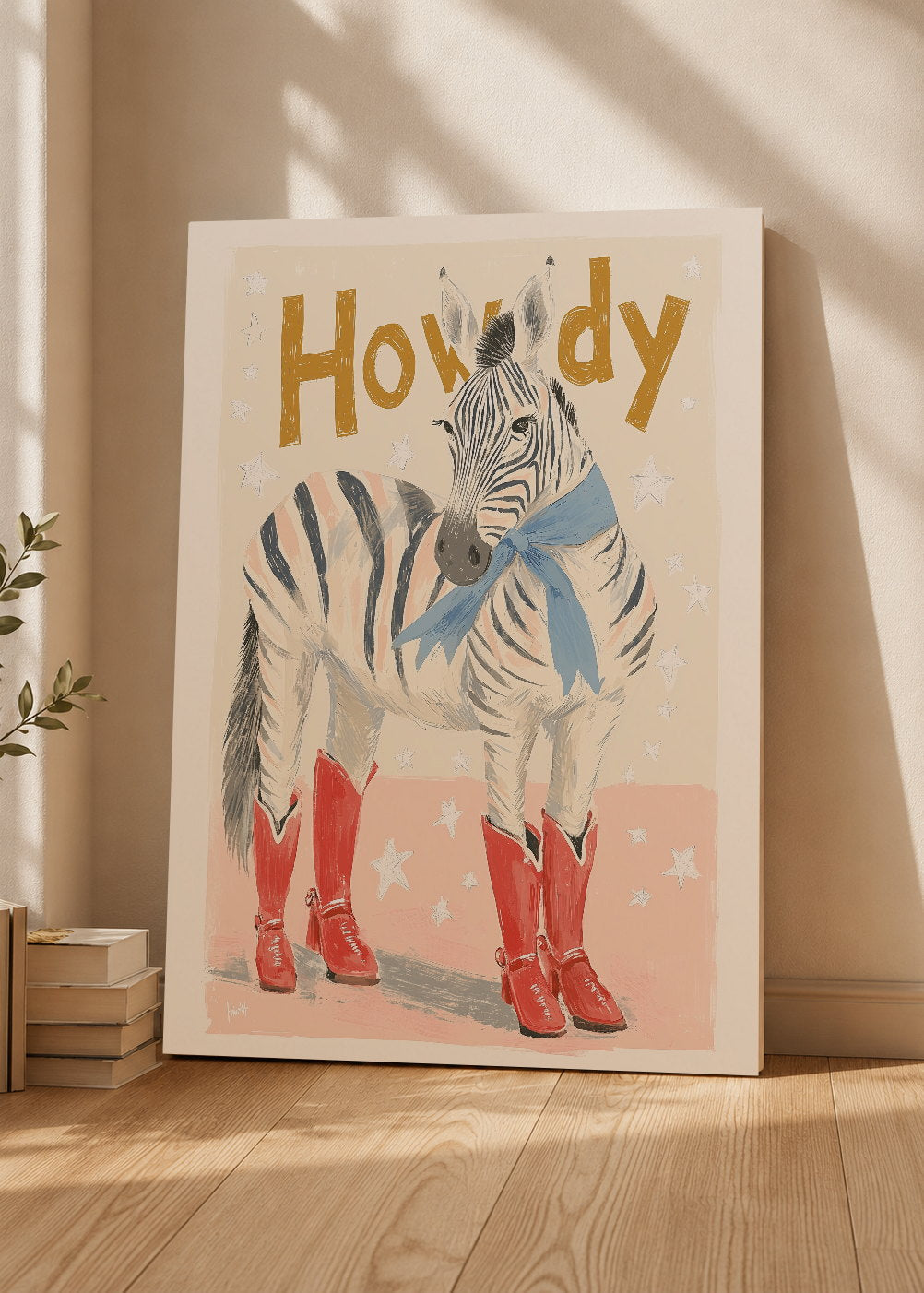 Cuadro Decorativo Mural Sin Marco 5mm - Trendy, Howdy Cebra Botas Crema
