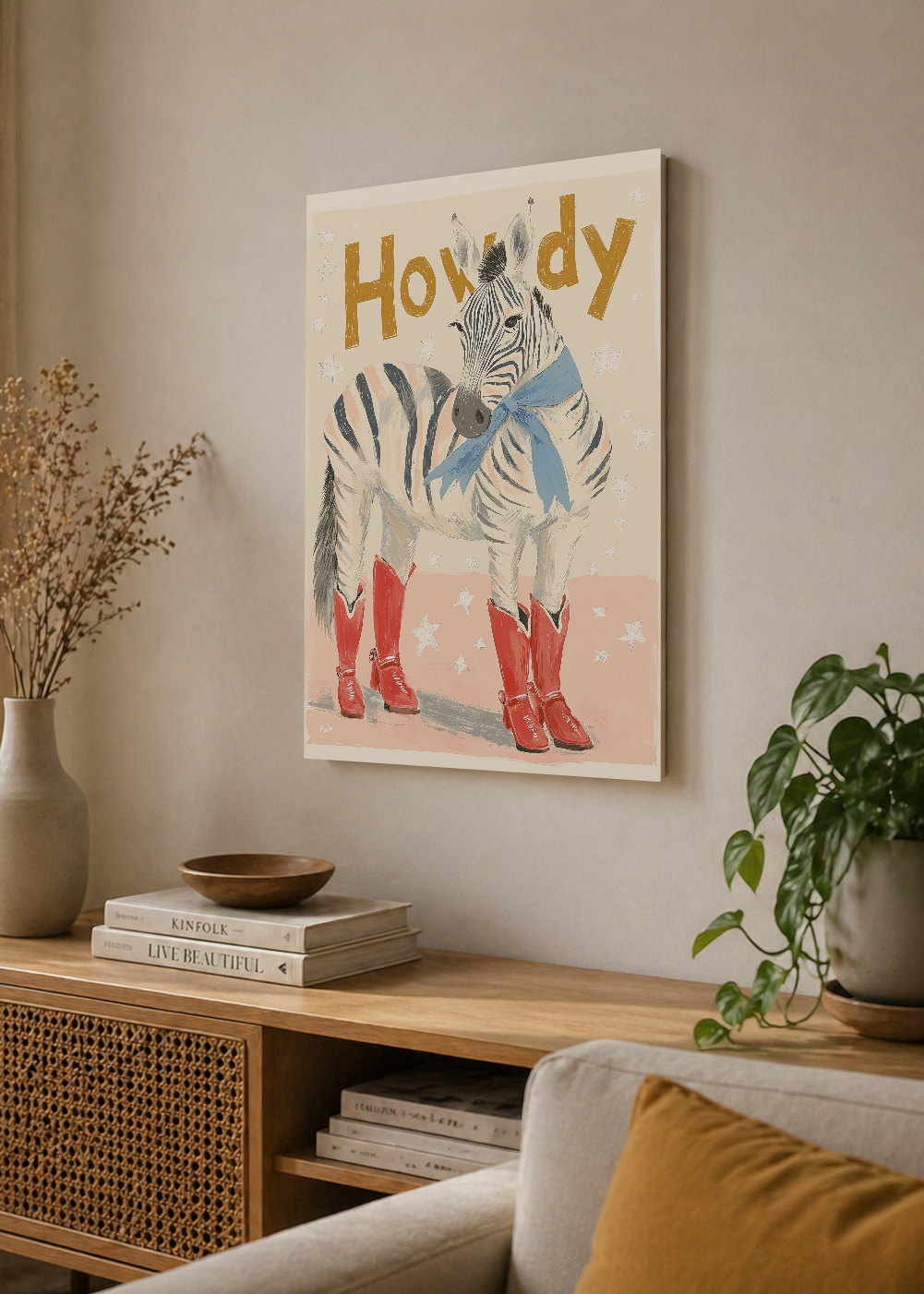 Cuadro Decorativo Mural Sin Marco 5mm - Trendy, Howdy Cebra Botas Crema