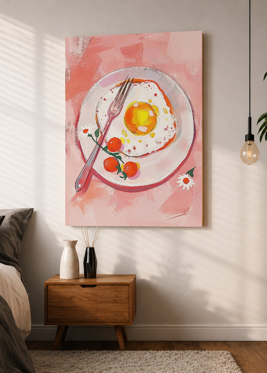 Cuadro Decorativo Mural Sin Marco 5mm - Trendy, Huevo Frito Plato Rosa
