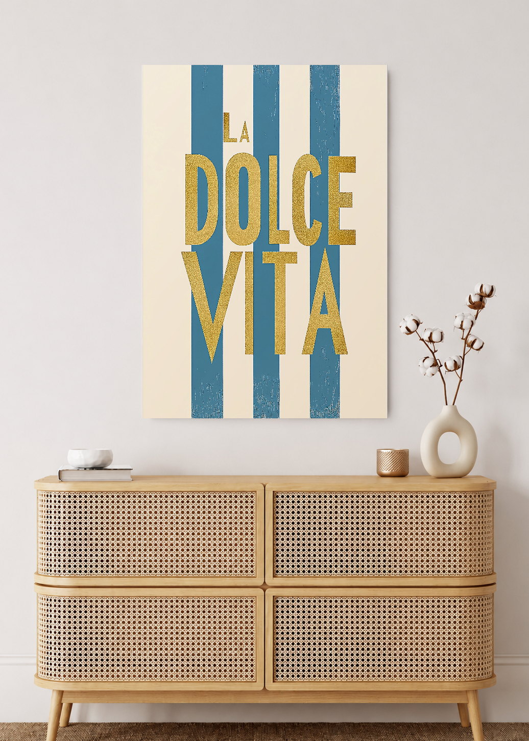 Cuadro Decorativo Mural Sin Marco 5mm - Trendy, La Dolce Vita Rayas Azul