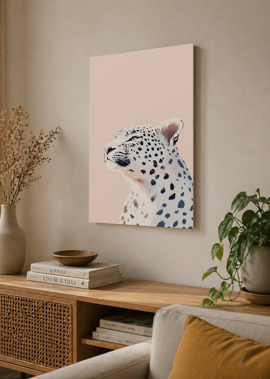 Cuadro Decorativo Mural Sin Marco 5mm - Trendy, Leopardo Blanco Perfil Rosa