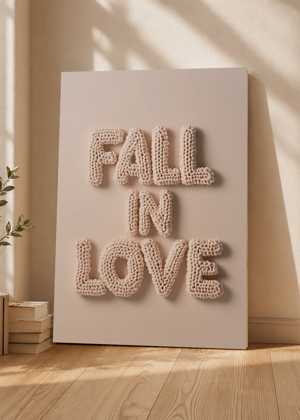 Cuadro Decorativo Mural Sin Marco 5mm - Trendy, Letras Fall in Love Perla Crema