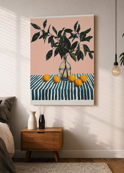 Cuadro Decorativo Mural Sin Marco 5mm - Trendy, Limonero Jarrón Rayas Rosa