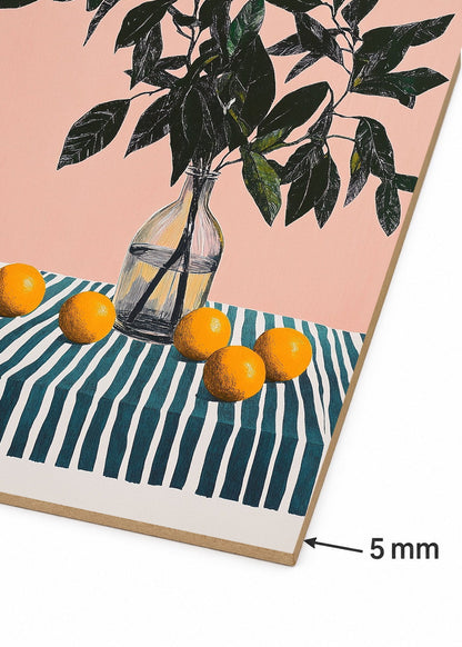 Cuadro Decorativo Mural Sin Marco 5mm - Trendy, Limonero Jarrón Rayas Rosa