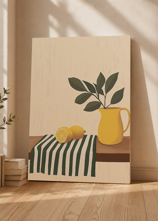 Cuadro Decorativo Mural Sin Marco 5mm - Trendy, Limones Jarra Amarilla Rayas