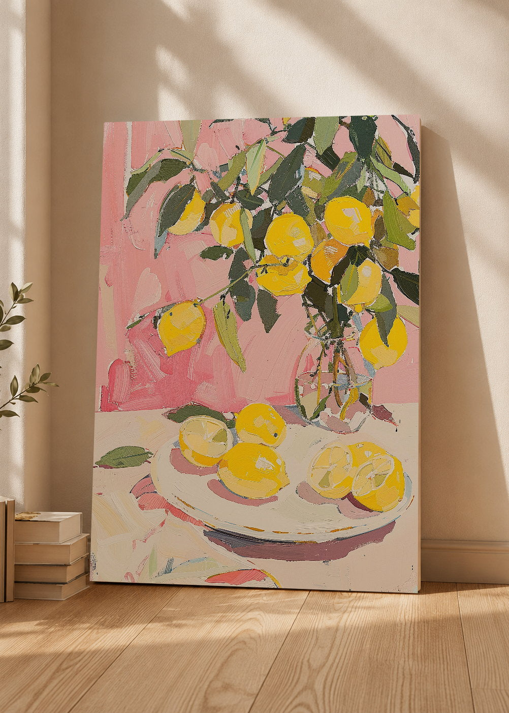 Cuadro Decorativo Mural Sin Marco 5mm - Trendy, Limones Jarrón Rosa Lila