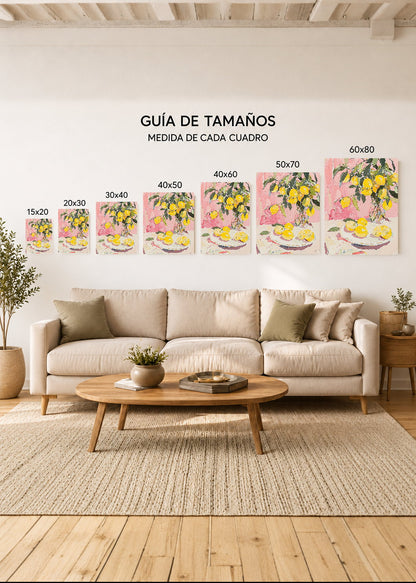 Cuadro Decorativo Mural Sin Marco 5mm - Trendy, Limones Jarrón Rosa Lila