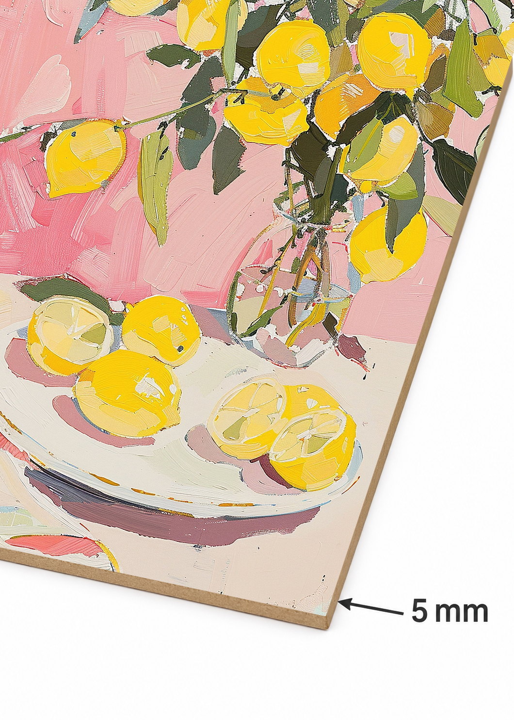 Cuadro Decorativo Mural Sin Marco 5mm - Trendy, Limones Jarrón Rosa Lila