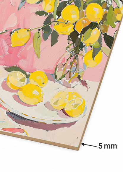 Cuadro Decorativo Mural Sin Marco 5mm - Trendy, Limones Jarrón Rosa Lila