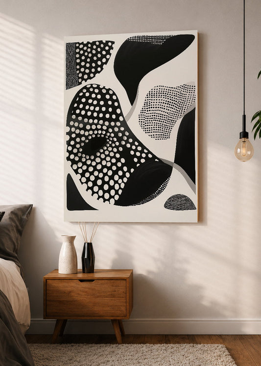 Cuadro Decorativo Mural Sin Marco 5mm - Trendy, Lunares Orgánicos Blanco Negro III