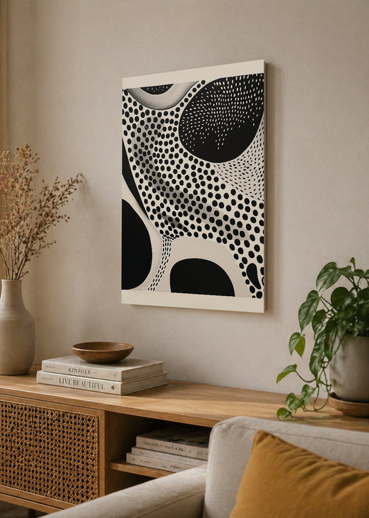 Cuadro Decorativo Mural Sin Marco 5mm - Trendy, Lunares Orgánicos Blanco Negro II