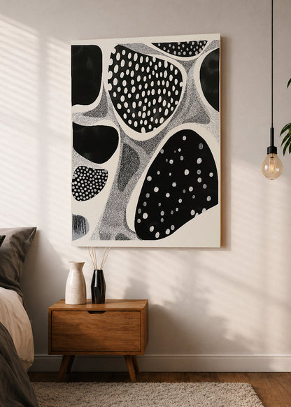 Cuadro Decorativo Mural Sin Marco 5mm - Trendy, Lunares Orgánicos Blanco Negro IV