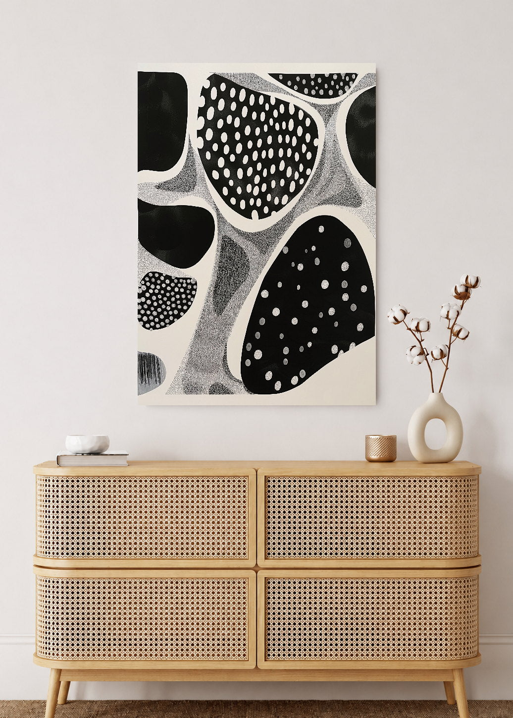 Cuadro Decorativo Mural Sin Marco 5mm - Trendy, Lunares Orgánicos Blanco Negro IV