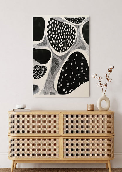 Cuadro Decorativo Mural Sin Marco 5mm - Trendy, Lunares Orgánicos Blanco Negro IV