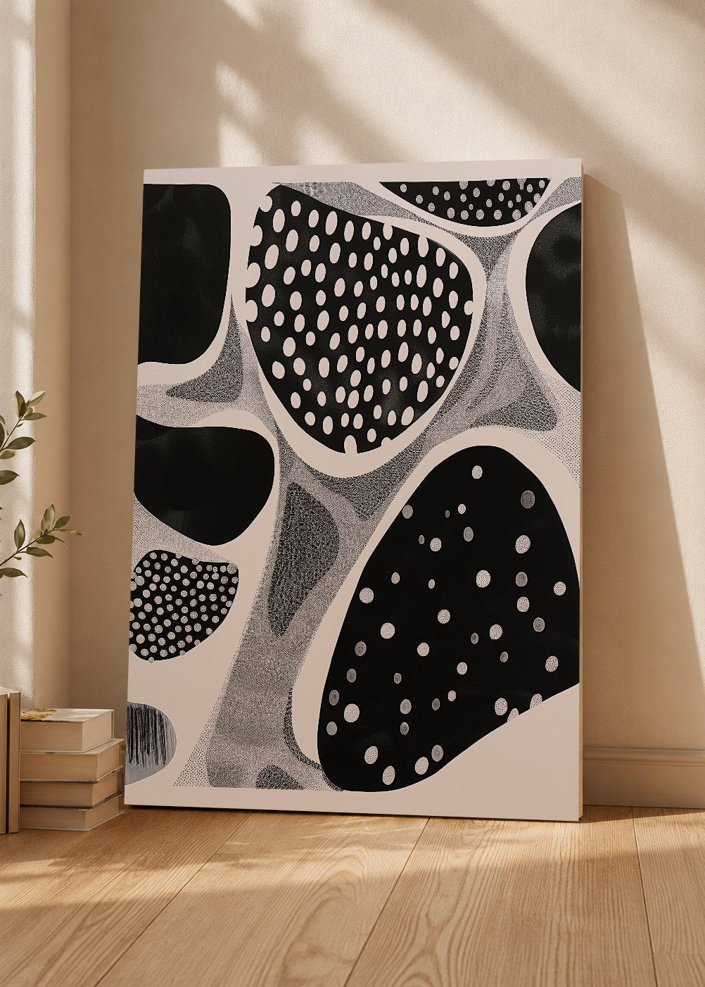 Cuadro Decorativo Mural Sin Marco 5mm - Trendy, Lunares Orgánicos Blanco Negro IV