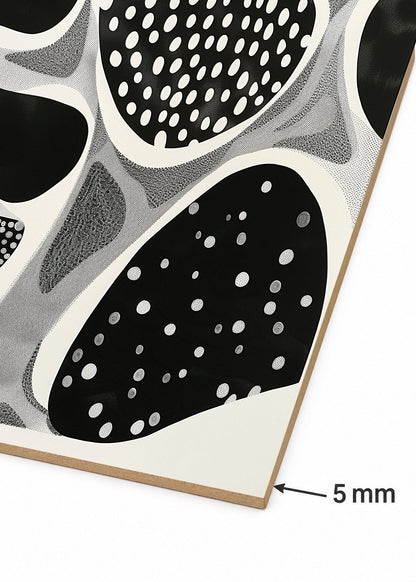 Cuadro Decorativo Mural Sin Marco 5mm - Trendy, Lunares Orgánicos Blanco Negro IV