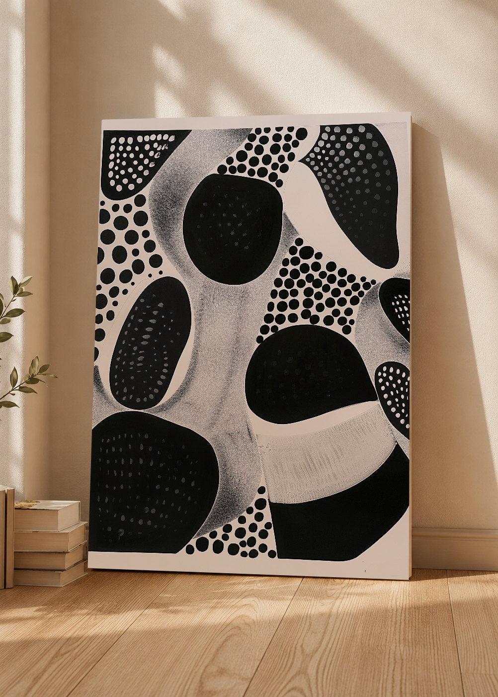 Cuadro Decorativo Mural Sin Marco 5mm - Trendy, Lunares Orgánicos Blanco Negro I