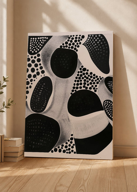 Cuadro Decorativo Mural Sin Marco 5mm - Trendy, Lunares Orgánicos Blanco Negro I