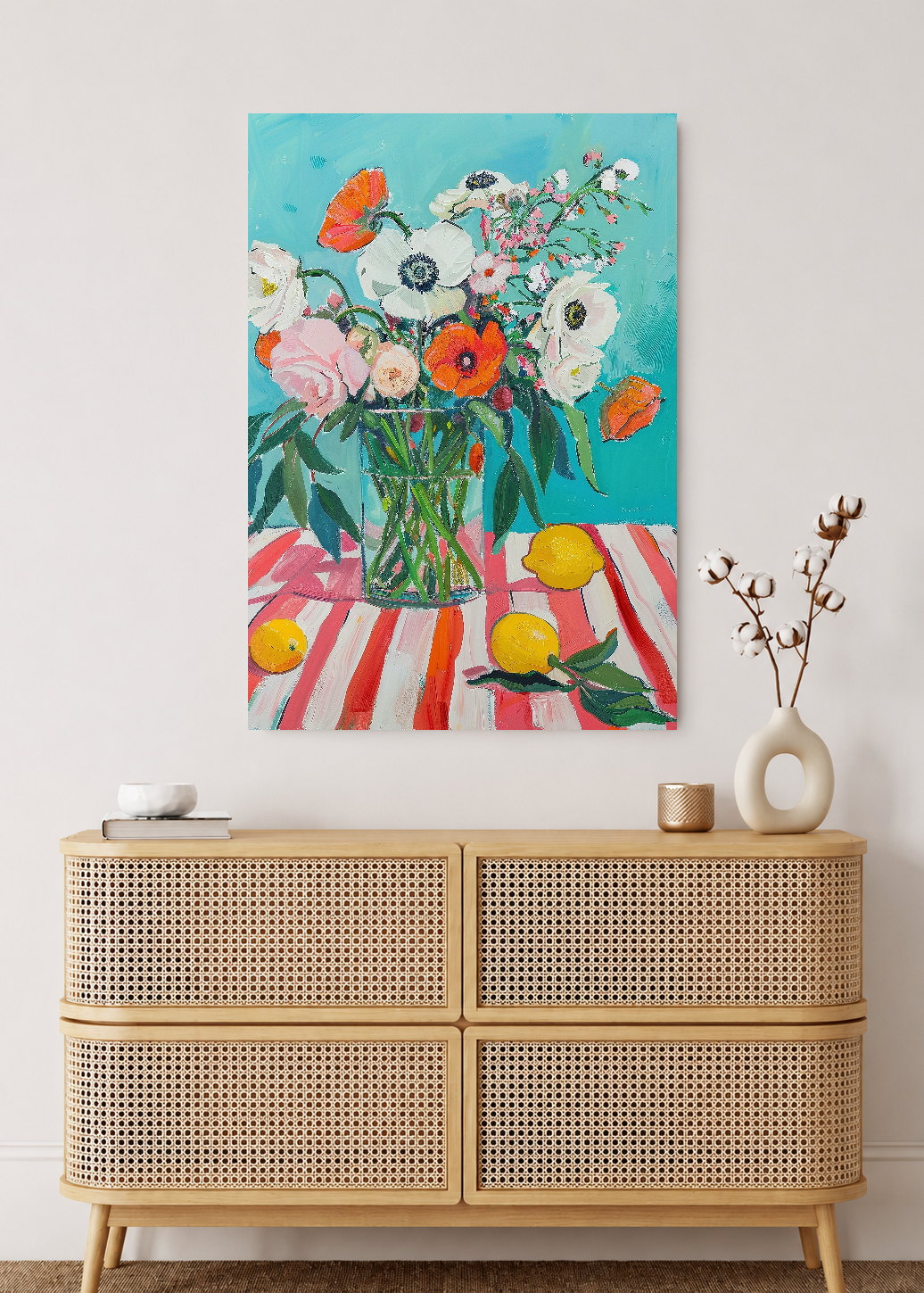 Cuadro Decorativo Mural Sin Marco 5mm - Trendy, Margarita Jarrón Blanco Lila