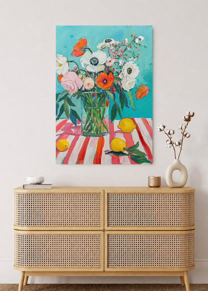 Cuadro Decorativo Mural Sin Marco 5mm - Trendy, Margarita Jarrón Blanco Lila