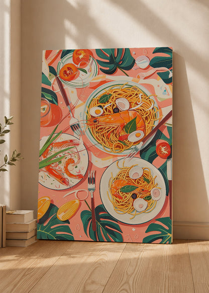 Cuadro Decorativo Mural Sin Marco 5mm - Trendy, Mesa Pasta Tomates Rosa