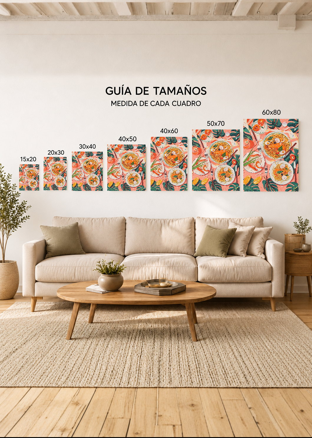 Cuadro Decorativo Mural Sin Marco 5mm - Trendy, Mesa Pasta Tomates Rosa