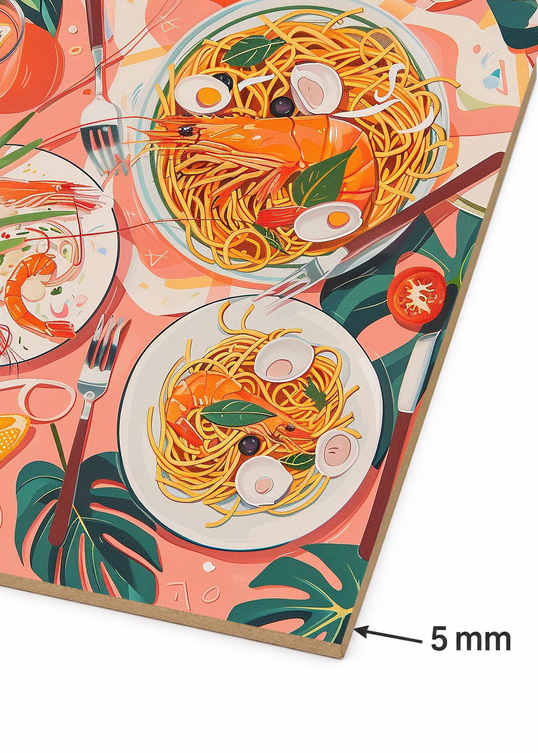 Cuadro Decorativo Mural Sin Marco 5mm - Trendy, Mesa Pasta Tomates Rosa