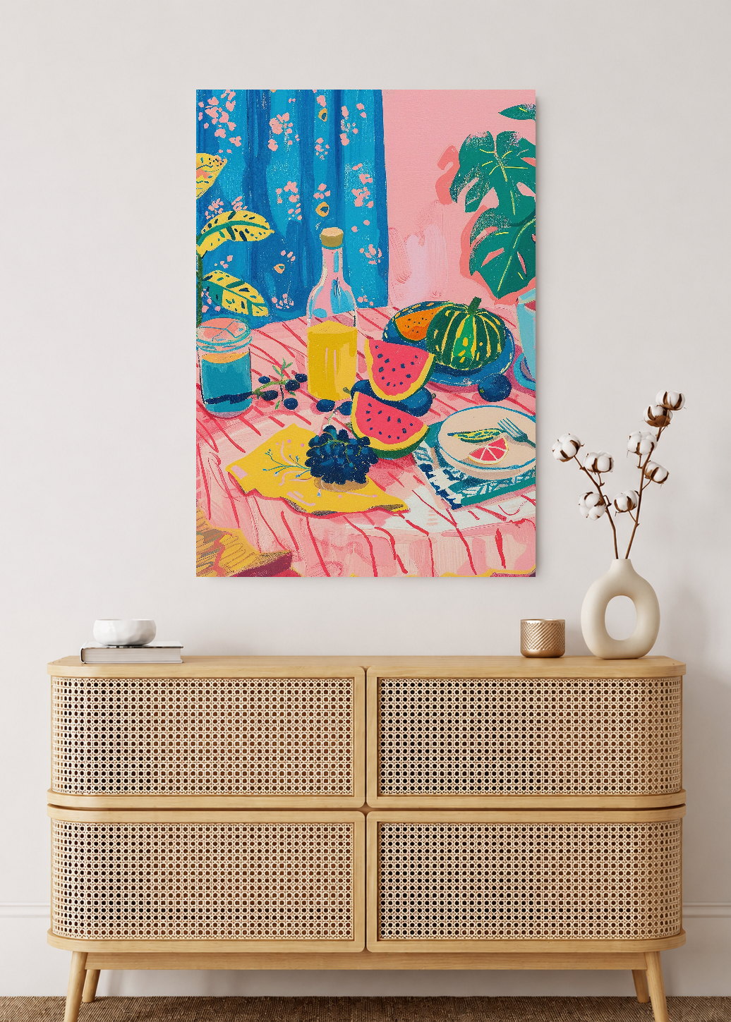 Cuadro Decorativo Mural Sin Marco 5mm - Trendy, Mesa Verano Frutas Azul