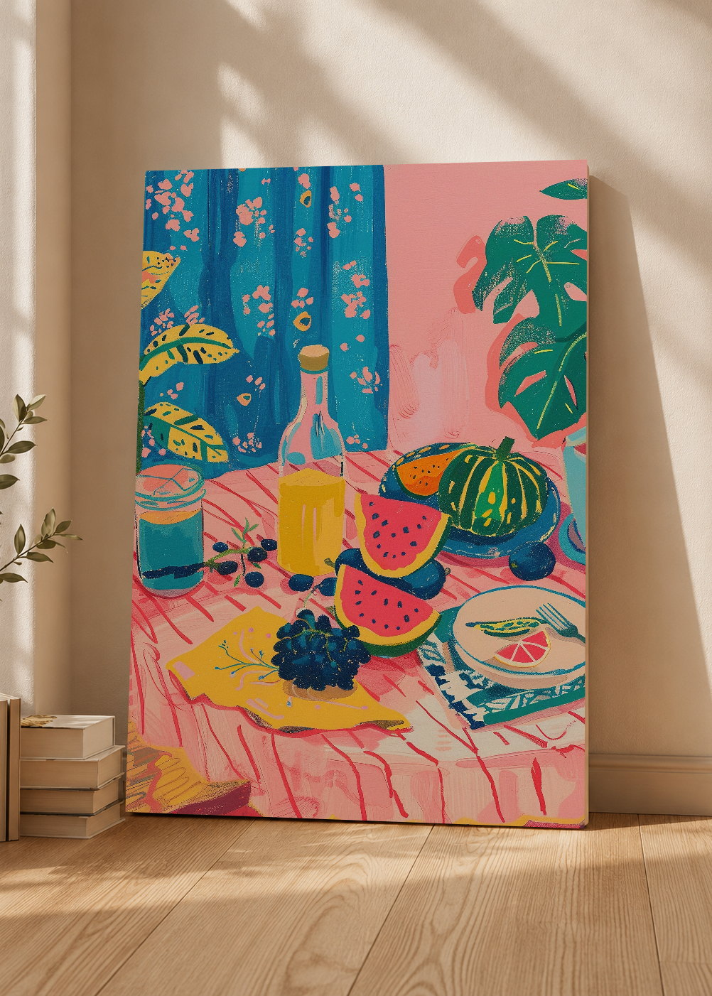 Cuadro Decorativo Mural Sin Marco 5mm - Trendy, Mesa Verano Frutas Azul