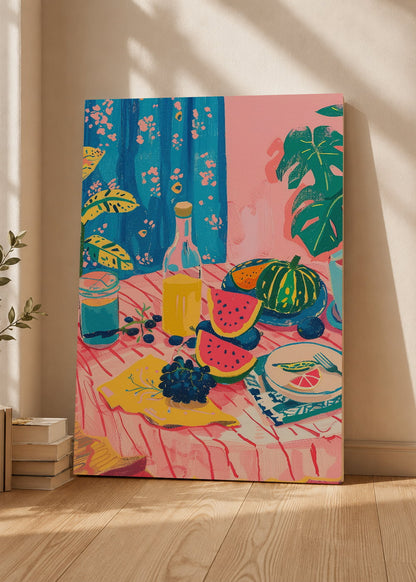 Cuadro Decorativo Mural Sin Marco 5mm - Trendy, Mesa Verano Frutas Azul