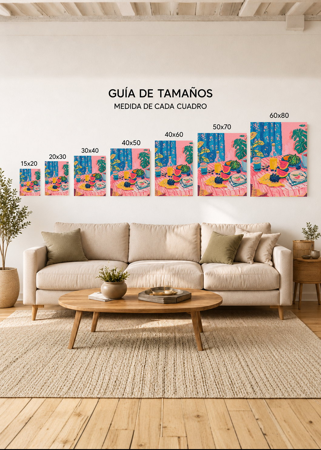 Cuadro Decorativo Mural Sin Marco 5mm - Trendy, Mesa Verano Frutas Azul