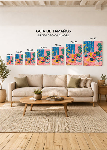 Cuadro Decorativo Mural Sin Marco 5mm - Trendy, Mesa Verano Frutas Azul