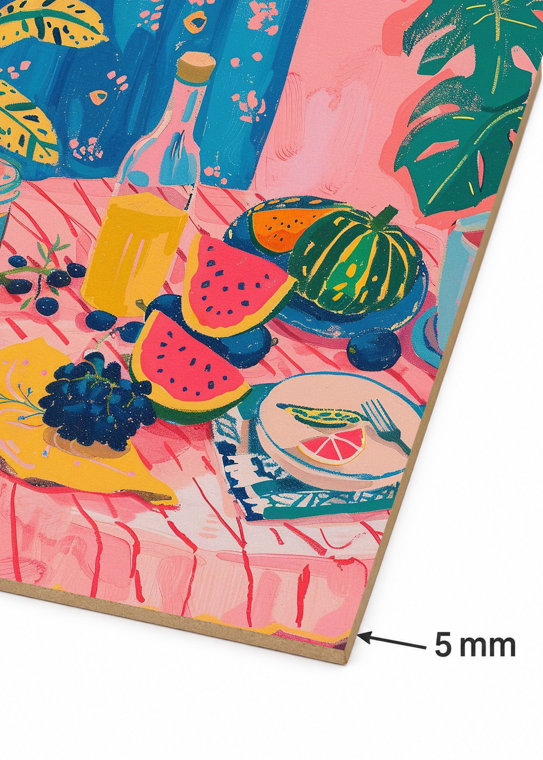 Cuadro Decorativo Mural Sin Marco 5mm - Trendy, Mesa Verano Frutas Azul