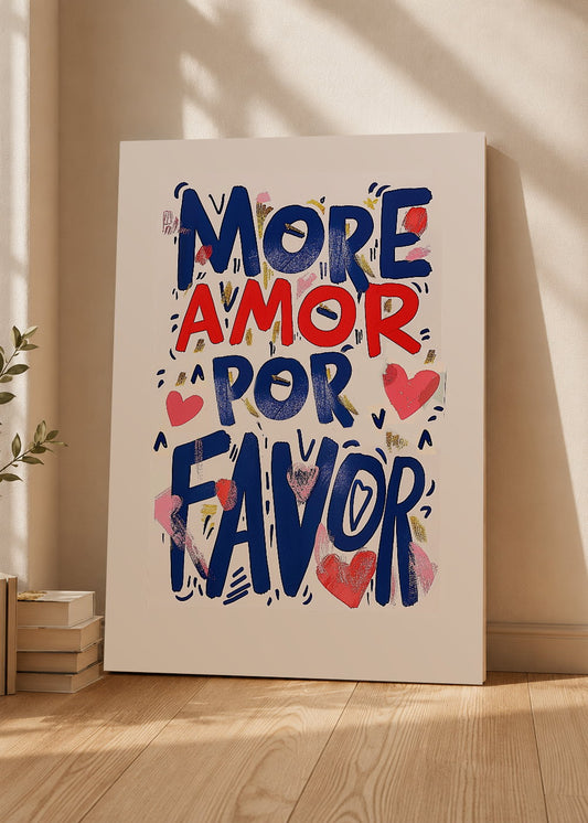 Cuadro Decorativo Mural Sin Marco 5mm - Trendy, More Amor por Favor Crema