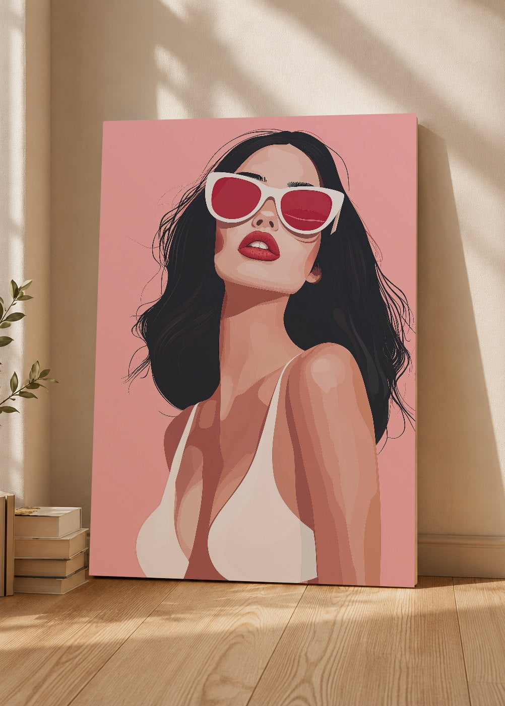 Cuadro Decorativo Mural Sin Marco 5mm - Trendy, Mujer Lentes Sol Rosa