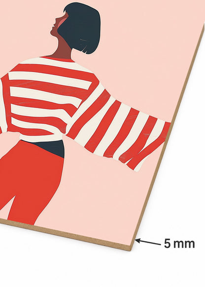 Cuadro Decorativo Mural Sin Marco 5mm - Trendy, Mujer Rayas Rojo Rosa