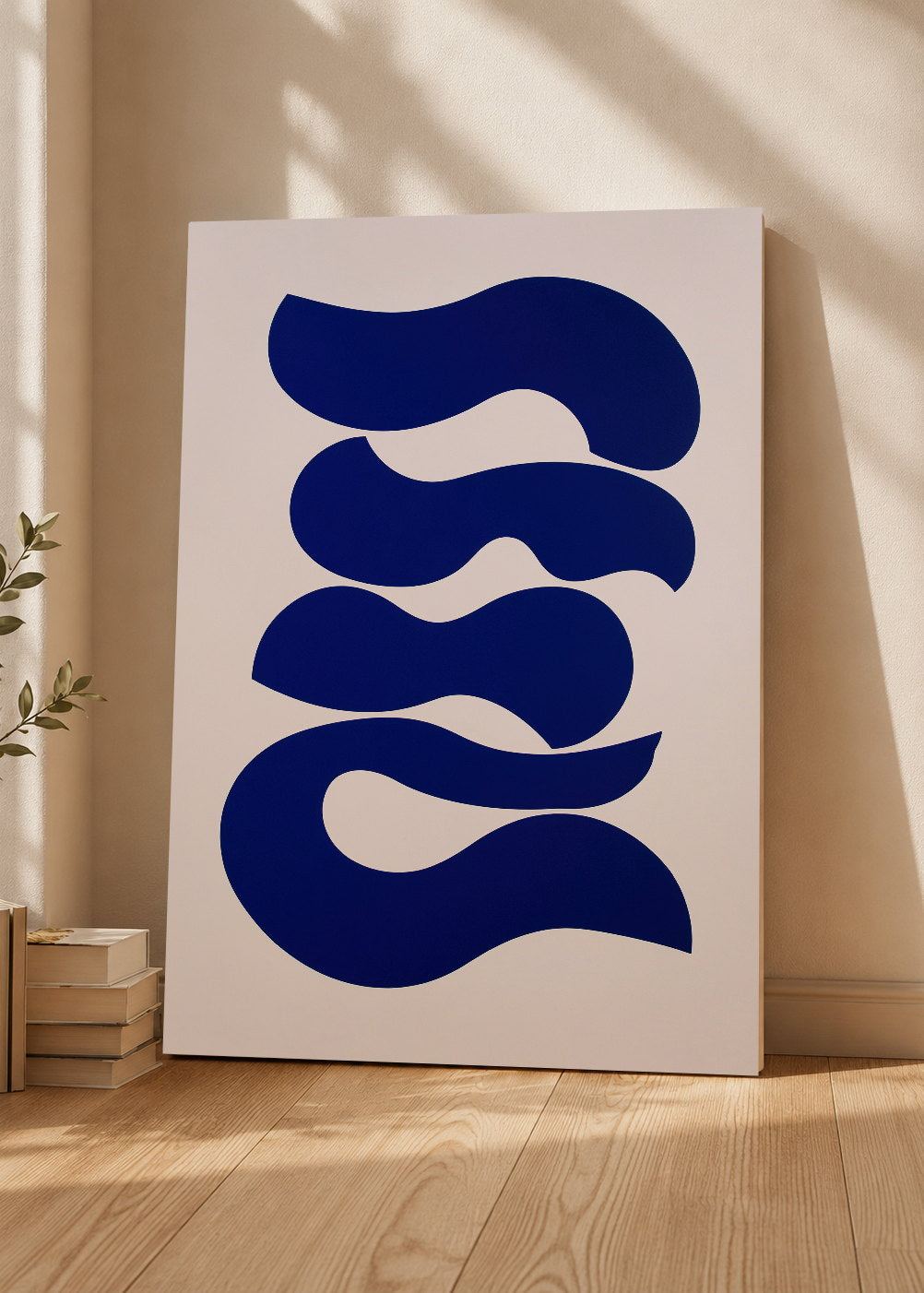 Cuadro Decorativo Mural Sin Marco 5mm - Trendy, Onda Azul Cobalto Blanco